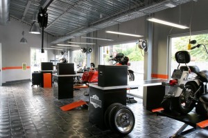 Basalt pavement floor in Harley Davidson