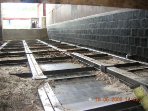 Basalt lining in wood chip boiler house